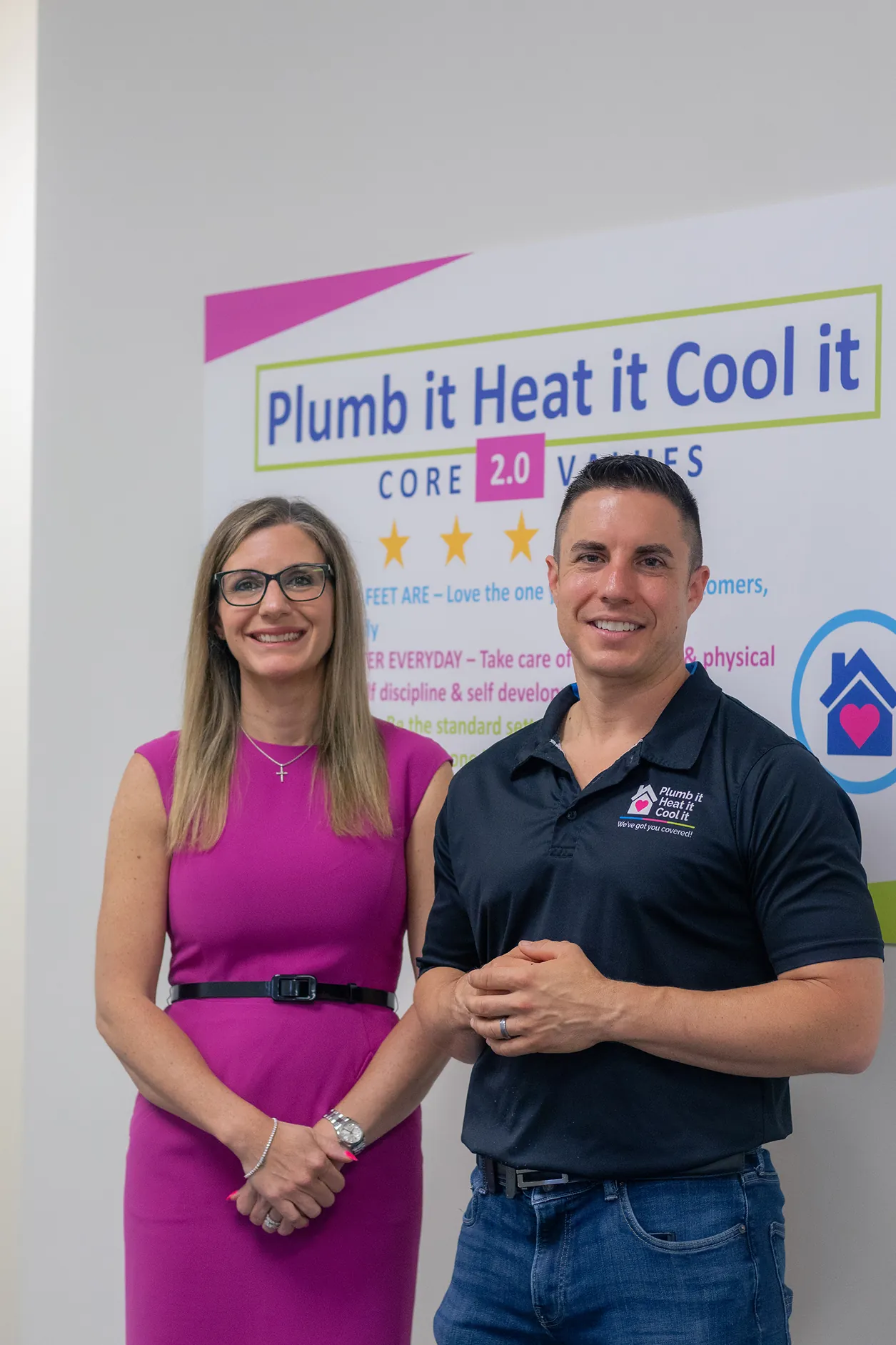 Rob and Rachel, owners of Plumb It Heat It Cool It